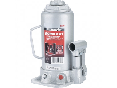 Домкрат гидравлический бутылочный, 15 т, h подъема 230–460 мм// MATRIX MASTER